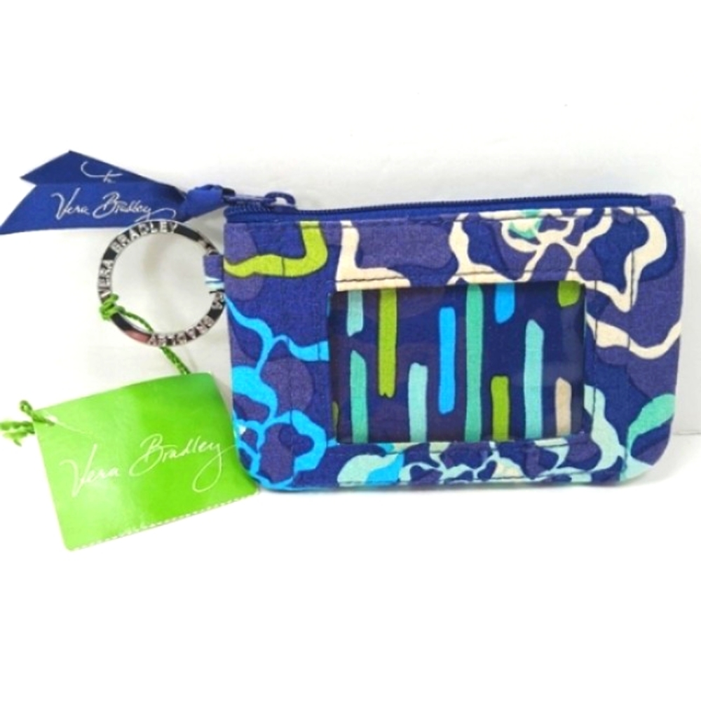 VERA BRADLEY Retired Katalina Blues 2015 Quilted Cotton Zip ID Case NWT